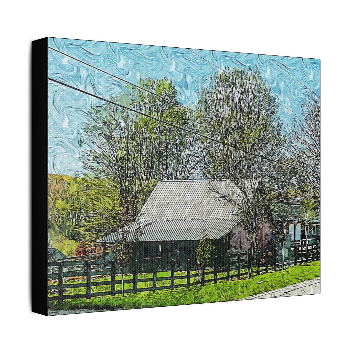 Farm Building- Art- Gallery Wrapped- Satin Stretched Canvas Gallery Wraps - No Frame Needed