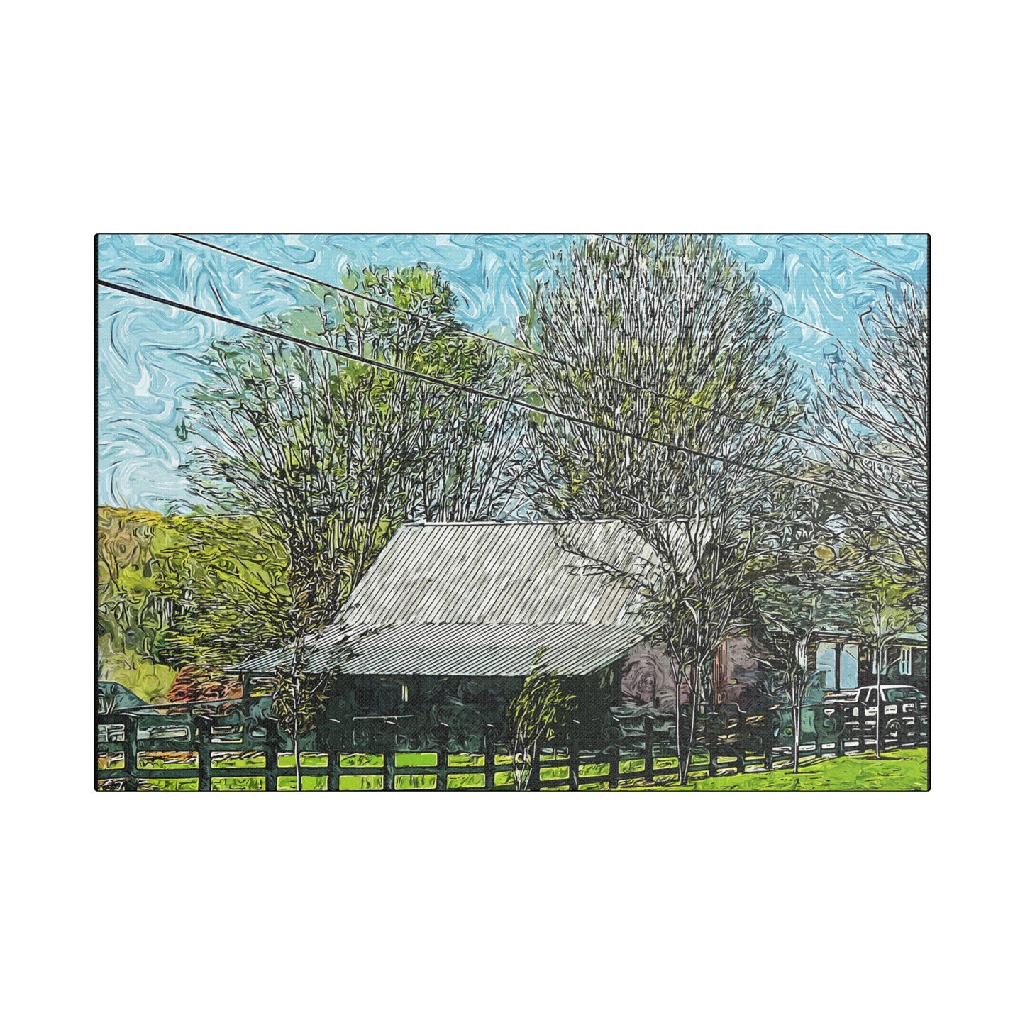 Farm Building- Art- Gallery Wrapped- Satin Stretched Canvas Gallery Wraps - No Frame Needed