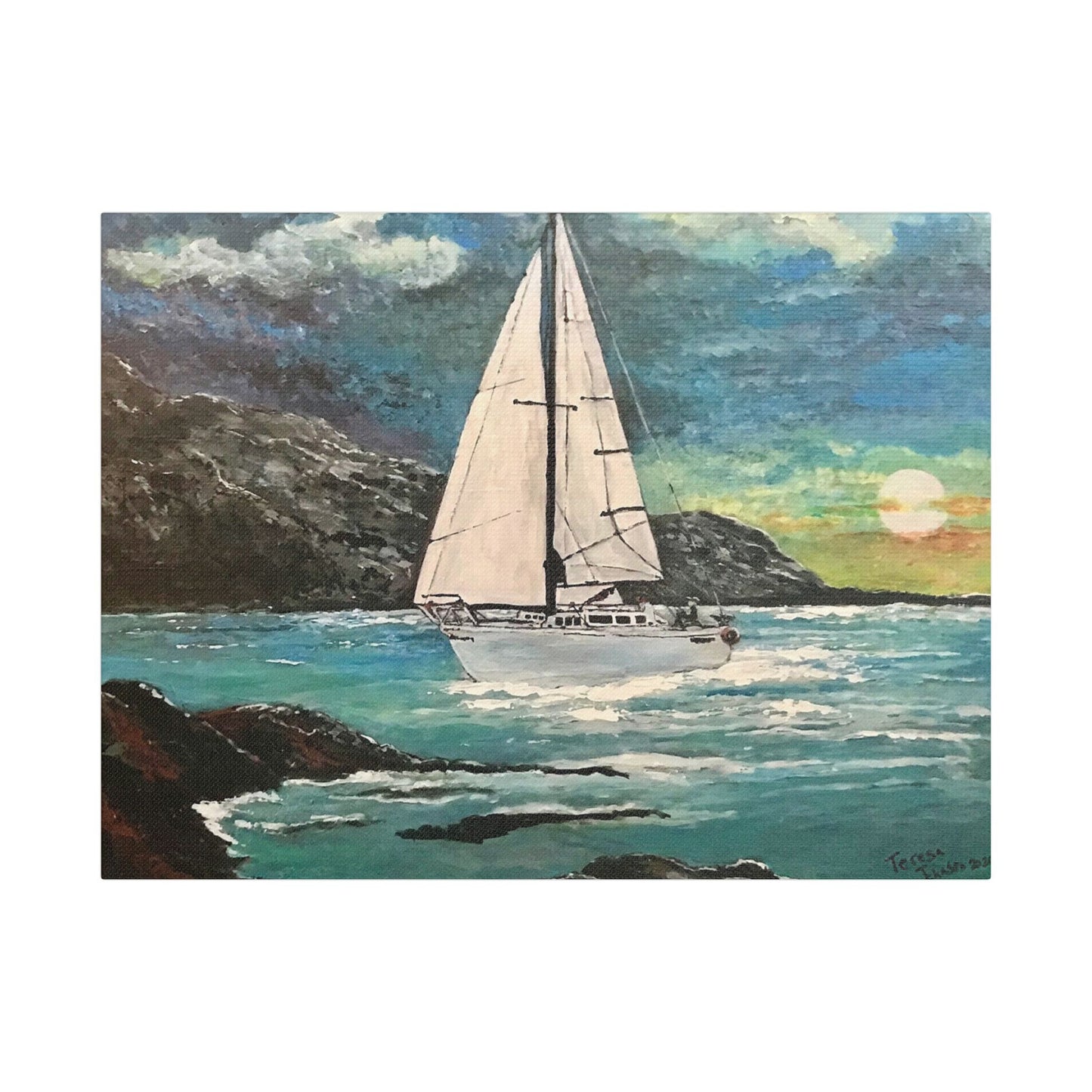 Tropical Sailing- Art- Gallery Wrapped- Satin Stretched Canvas Gallery Wraps - No Frame Needed