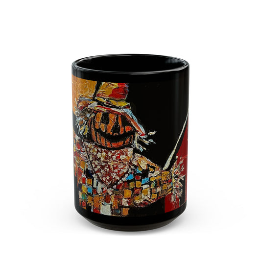 Scary Scarecrow - 11 oz or 15 oz Ceramic Black Mugs