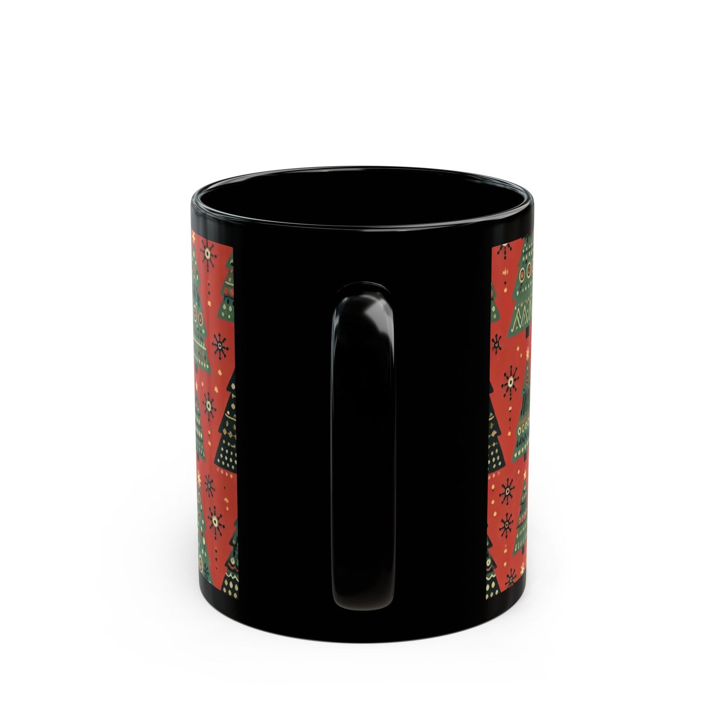 Modern Christmas Trees -  11 oz or 15 oz Ceramic Black Mugs