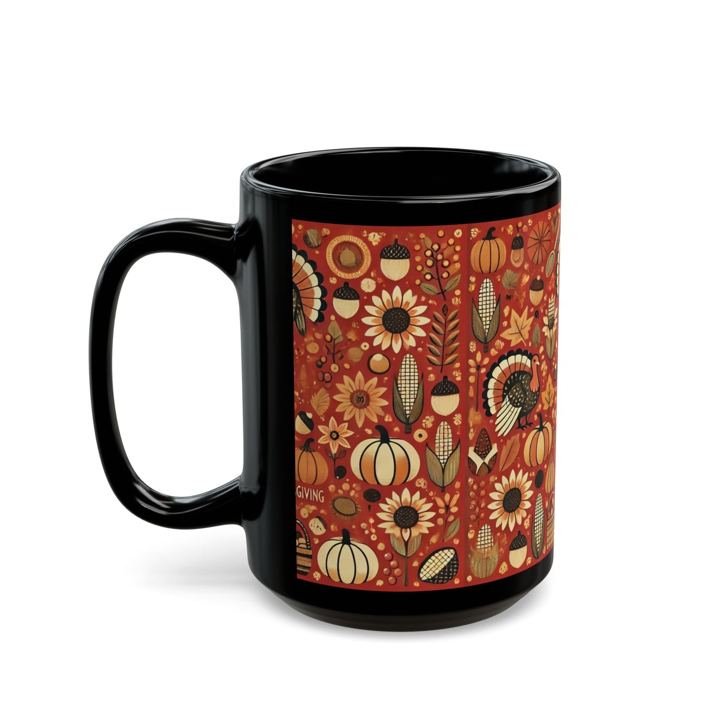 Thanksgiving- 11 oz or 15 oz Ceramic Black Mugs