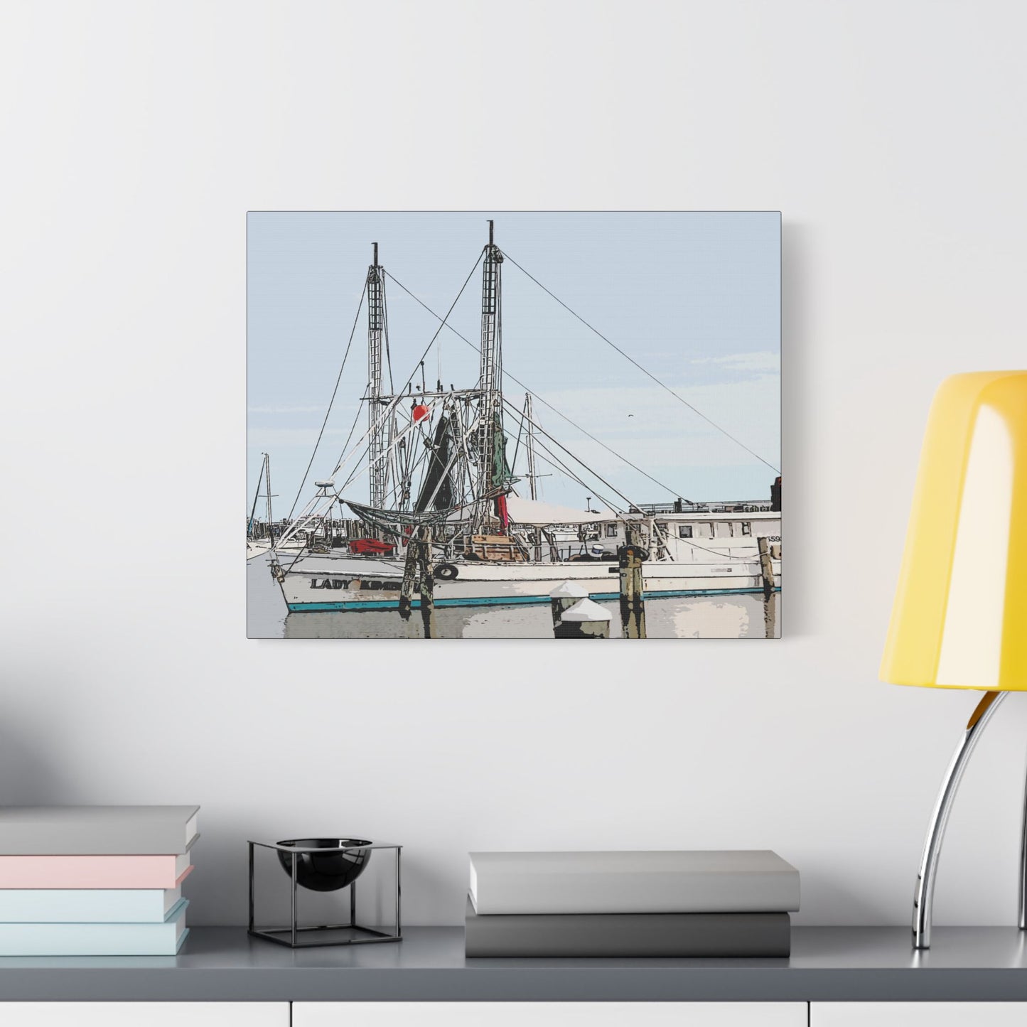 Shrimp Boat Art- Gallery Wrapped- Satin Stretched Canvas Gallery Wraps - No Frame Needed