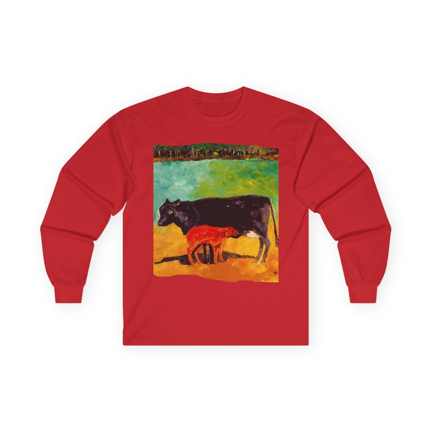 "Allisons Cow and Calf" Long Sleeve Casual Unisex Tee Shirt