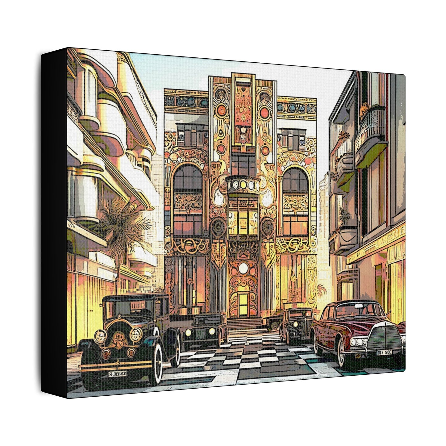 Art Deco Vintage- Art- Gallery Wrapped- Satin Stretched Canvas Gallery Wraps - No Frame Needed