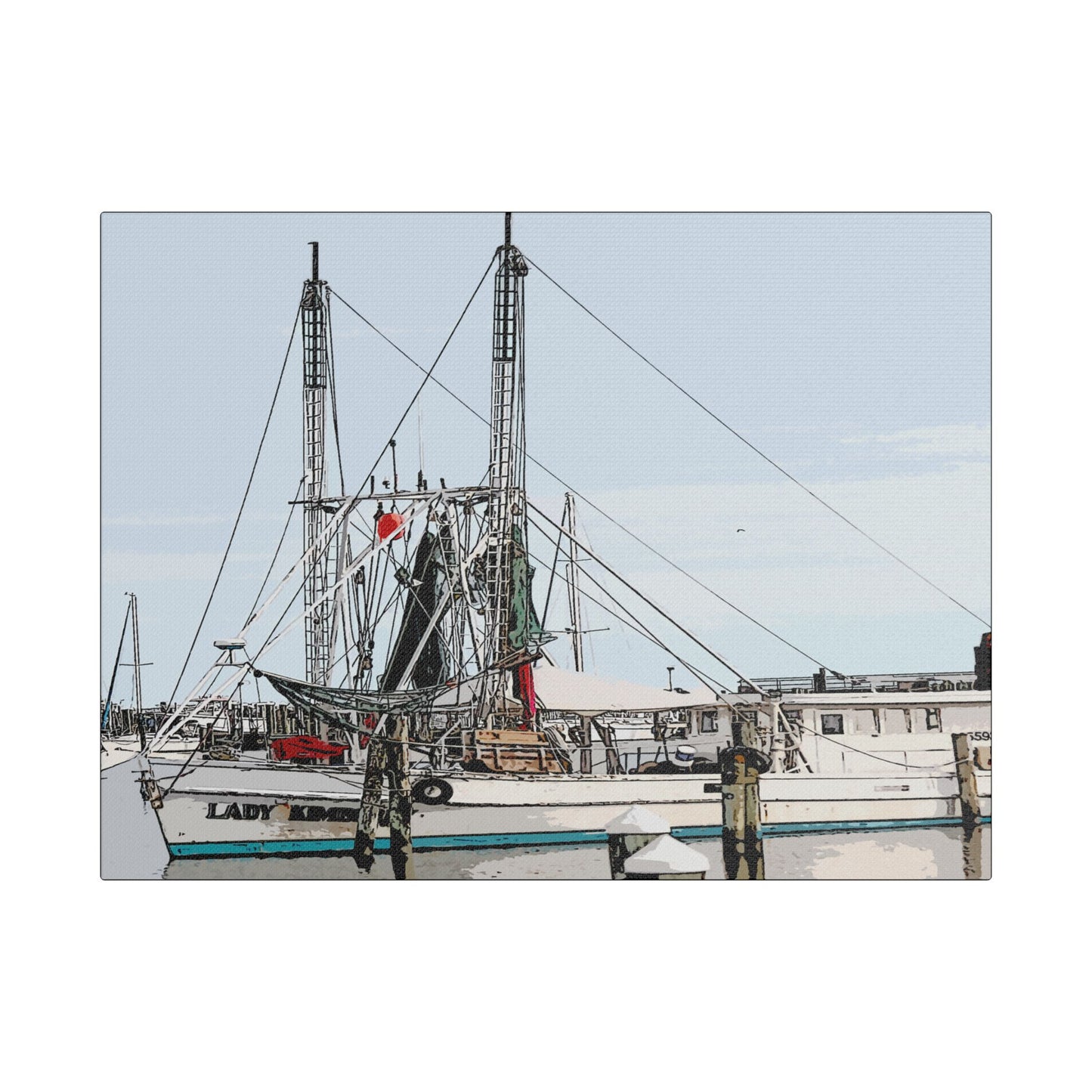 Shrimp Boat Art- Gallery Wrapped- Satin Stretched Canvas Gallery Wraps - No Frame Needed