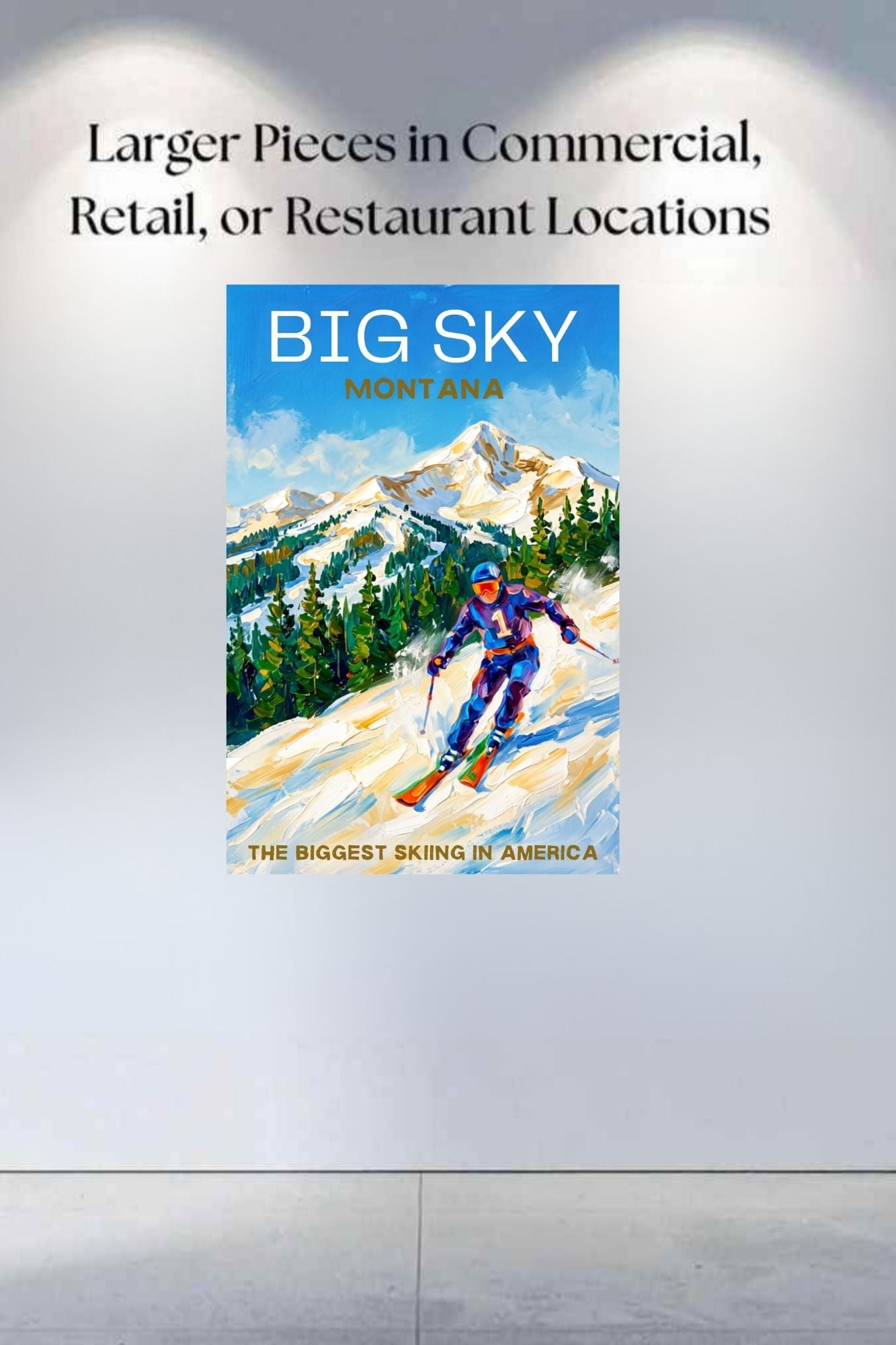Big Sky Montana | Snow Print| The Biggest Skiing in America Travel Poster | Mountain Ski Resort| Giclée Print on Paper, Canvas, Wood, Metal