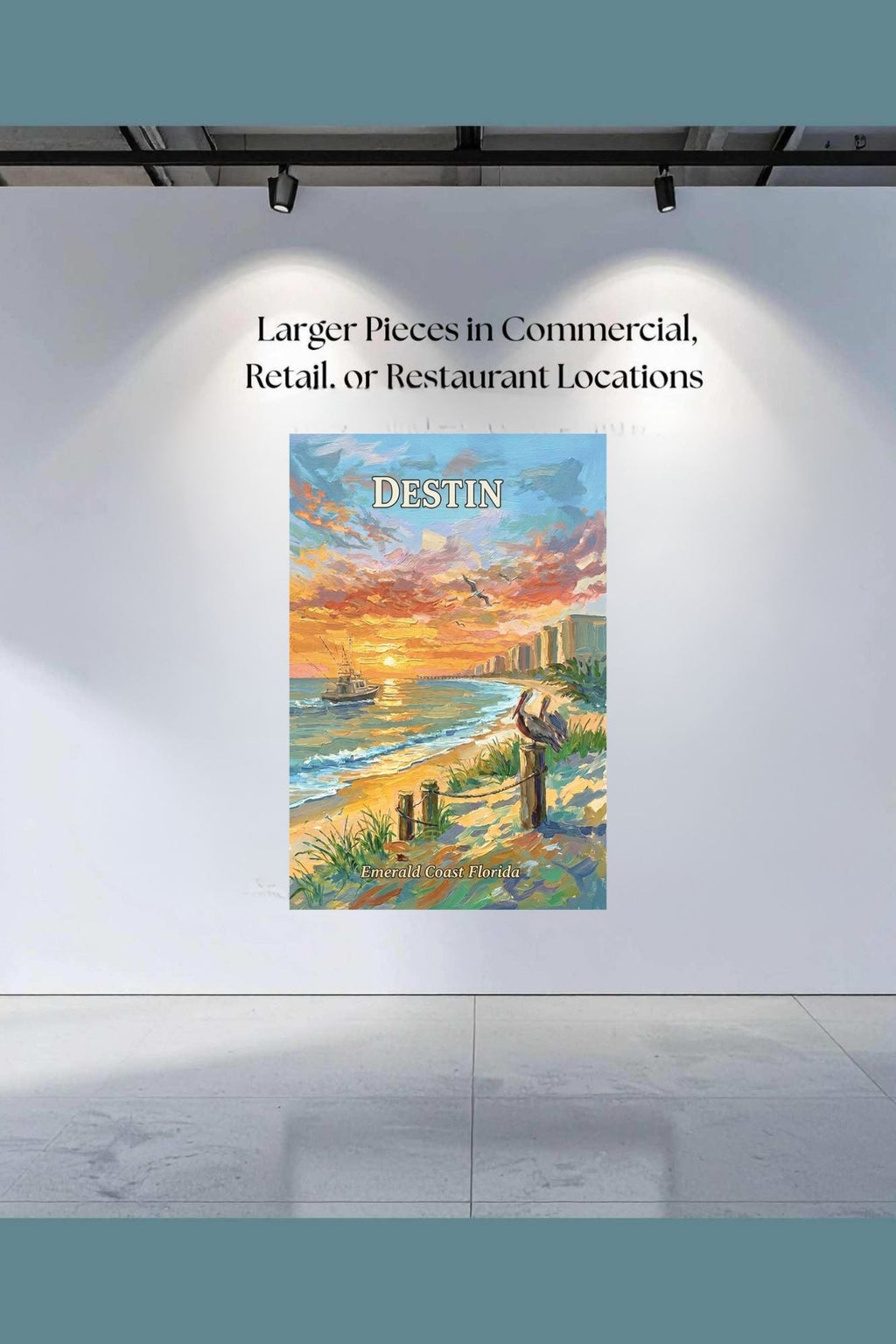Emerald Coast Sunset In Destin| Travel Poster Art| Giclee Paper- Wood- Metal- Canvas