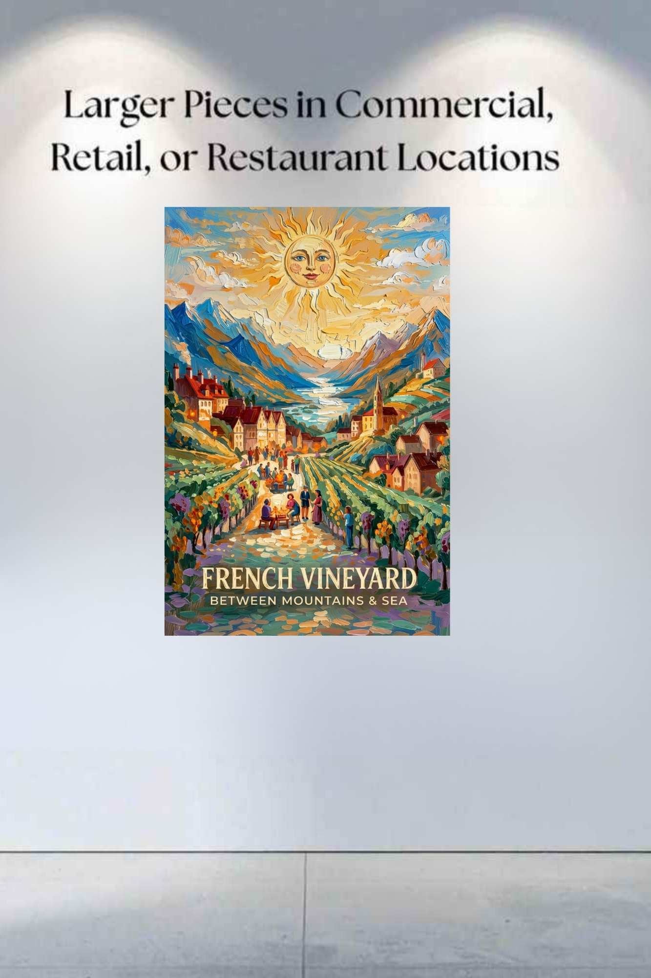 French Vineyard Between Mountain and Sea| Travel Print| Giclee Paper- Wood- Metal- Canvas