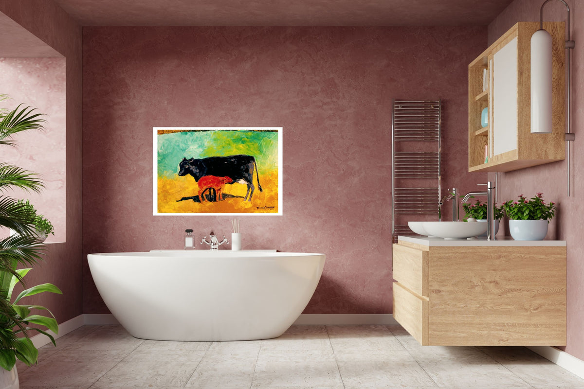 Allison's Cow and Calf Fine| Original Teresa Johnson Print | Western Decor |-Giclee Paper- Canvas