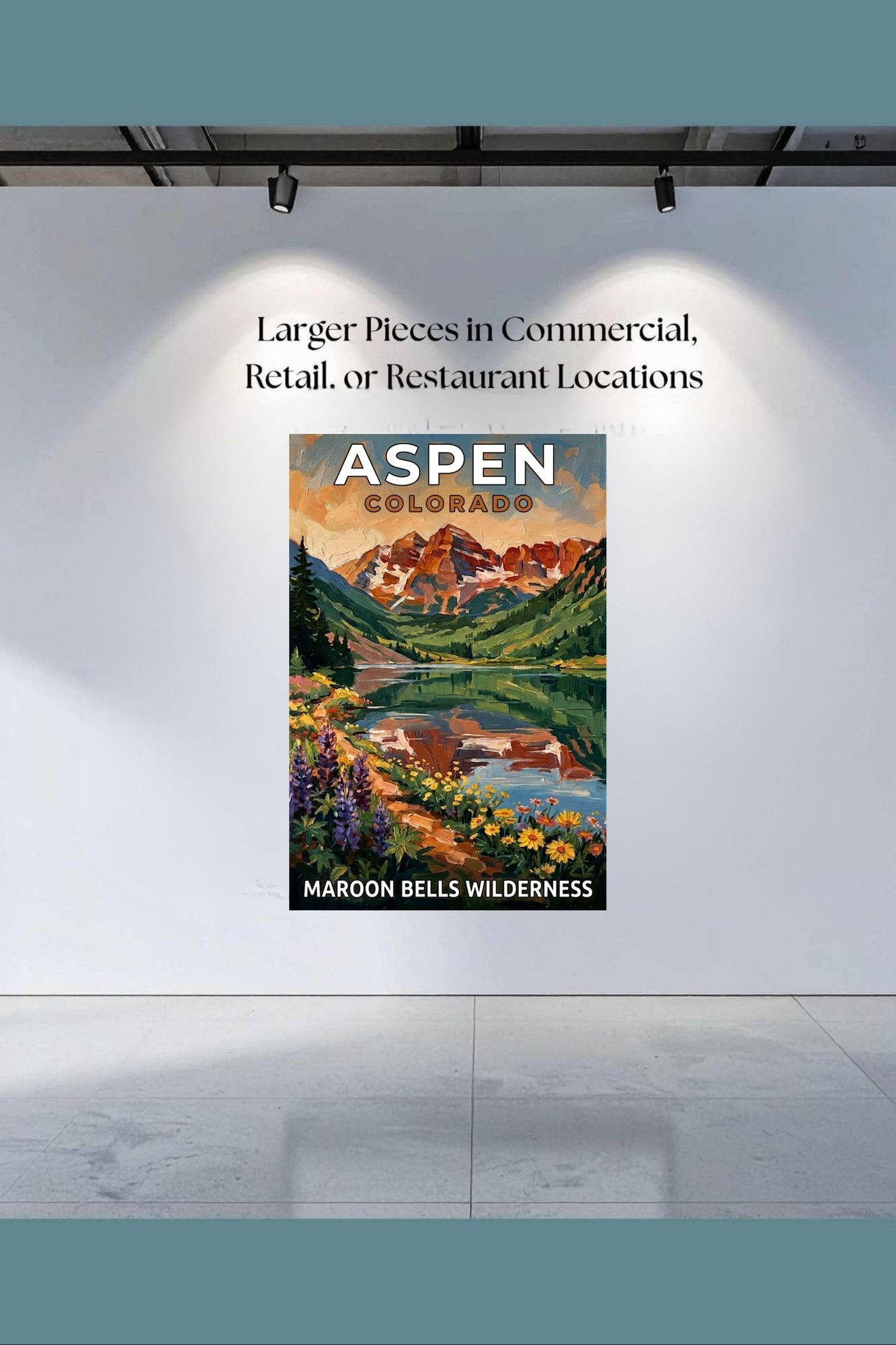 Aspen Colorado – Maroon Bells Wilderness | Mountain Lake Travel Poster | Impressionist Rocky Mountain Wall Print| Giclée Canvas, Metal, Wood & Paper Print