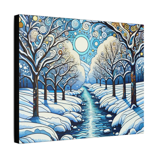 Winter Stream- Art- Gallery Wrapped- Satin Stretched Canvas Gallery Wraps - No Frame Needed