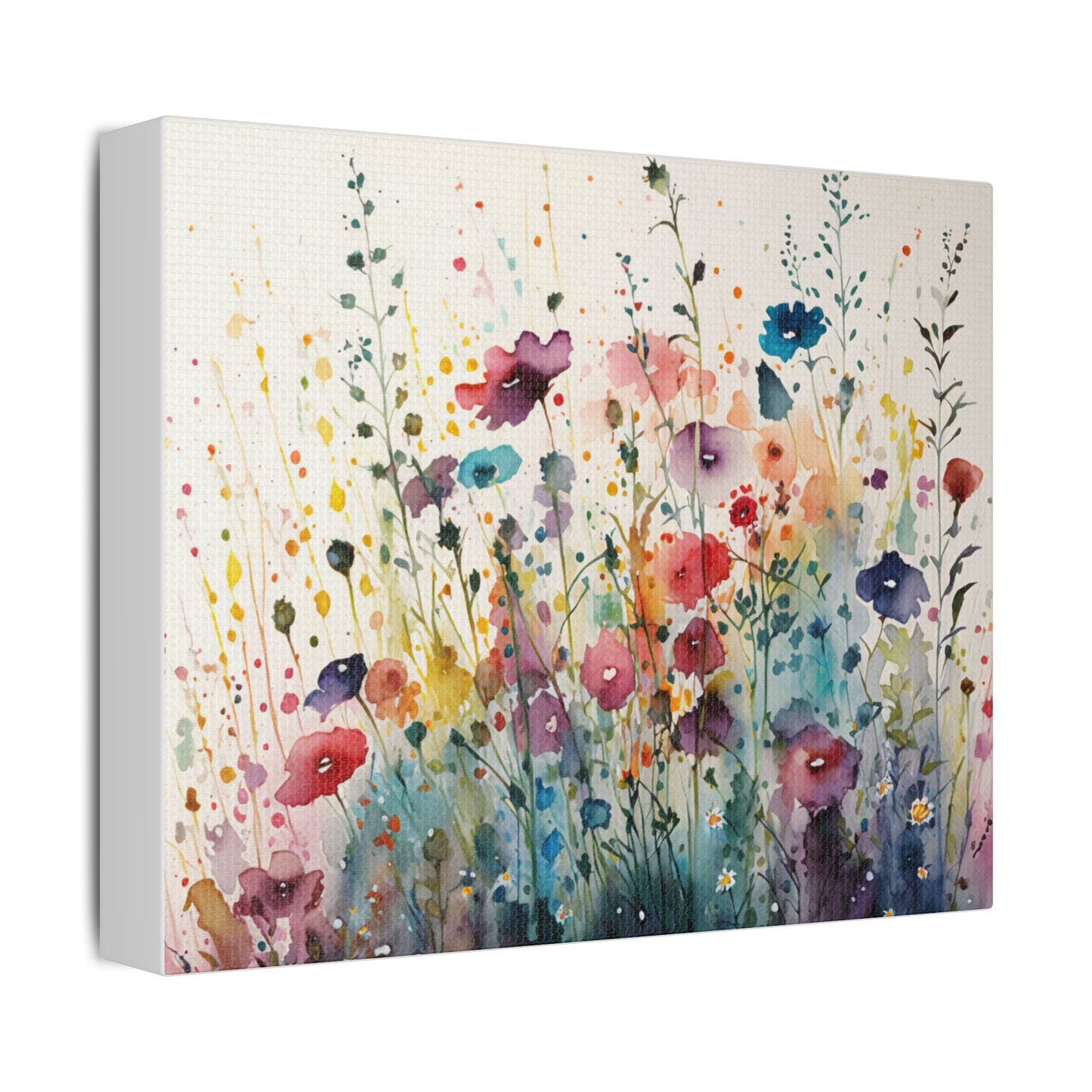 Watercolor Wildflowers- Art- Gallery Wrapped- Satin Stretched Canvas Gallery Wraps - No Frame Needed