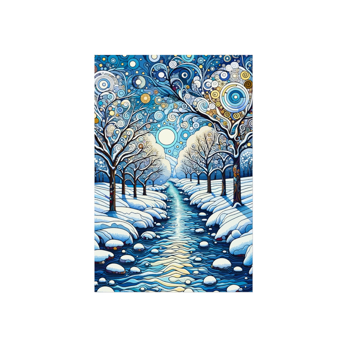 Winter Stream- Art- Giclée Technique Fine Art Posters- No Frame