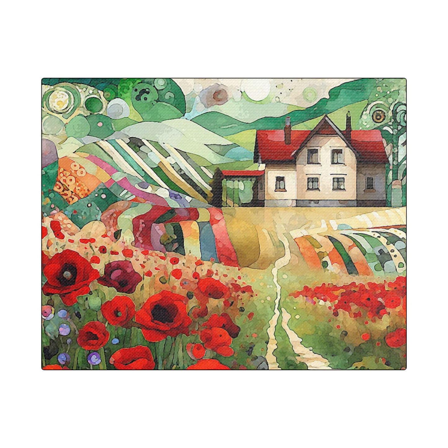 Poppy Hill House- Art- Gallery Wrapped- Satin Stretched Canvas Gallery Wraps - No Frame Needed