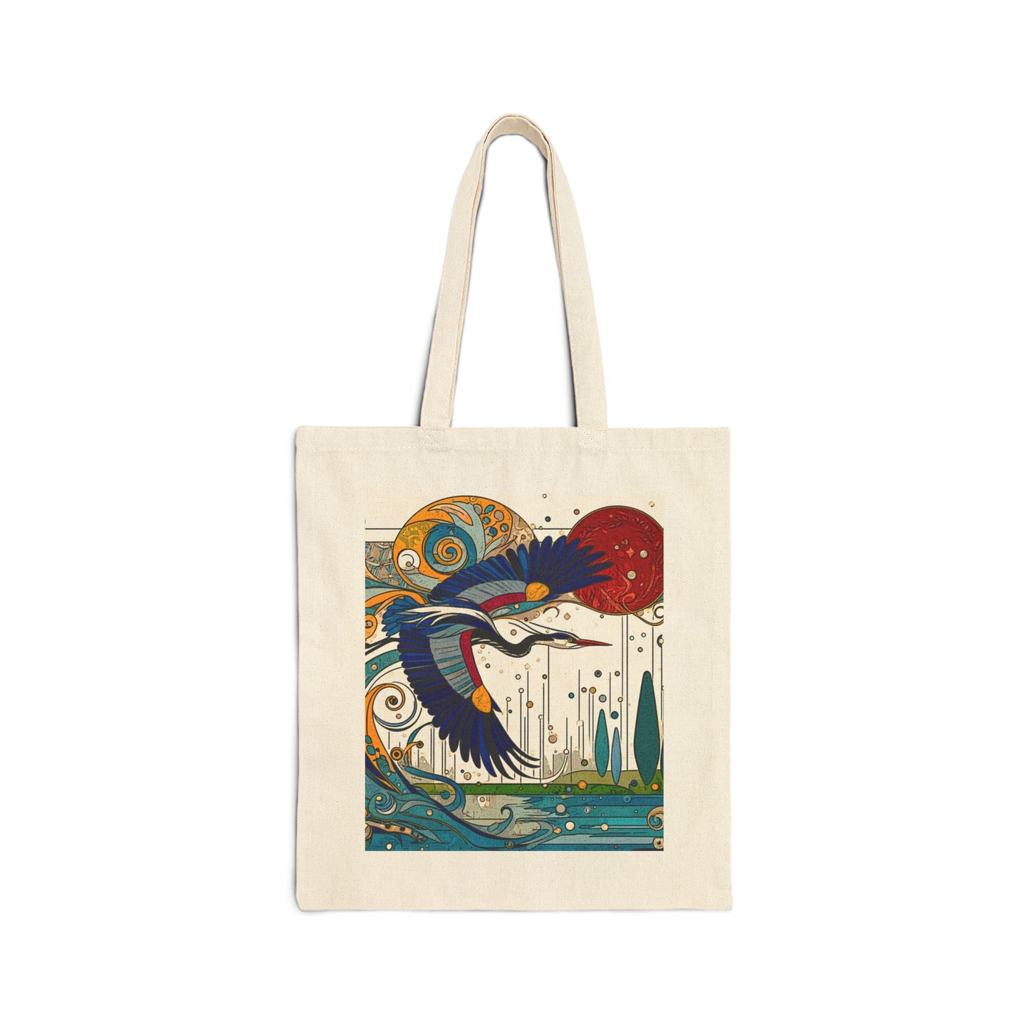 "Blue Heron" Stylish Cotton Canvas Tote Bag