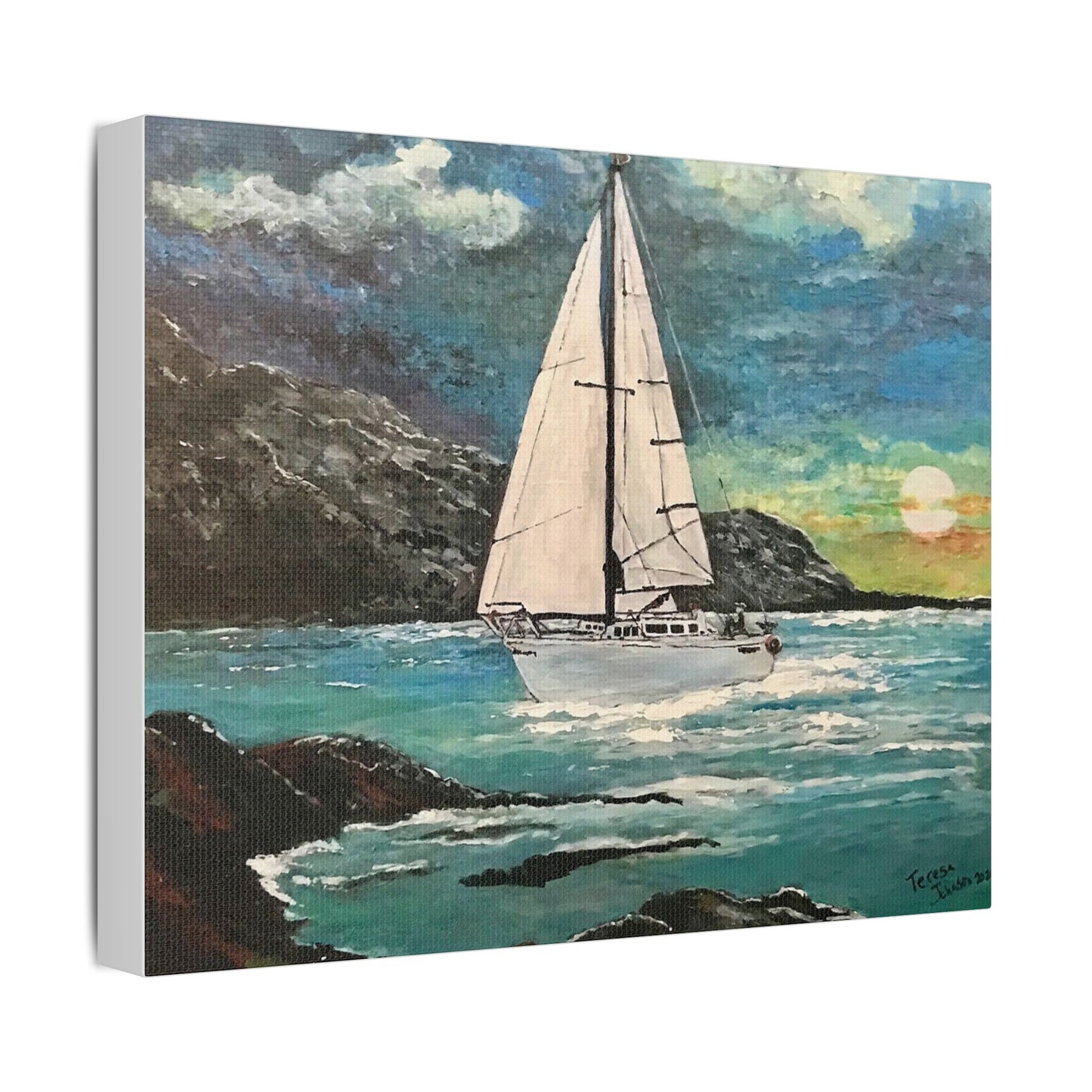 Tropical Sailing- Art- Gallery Wrapped- Satin Stretched Canvas Gallery Wraps - No Frame Needed