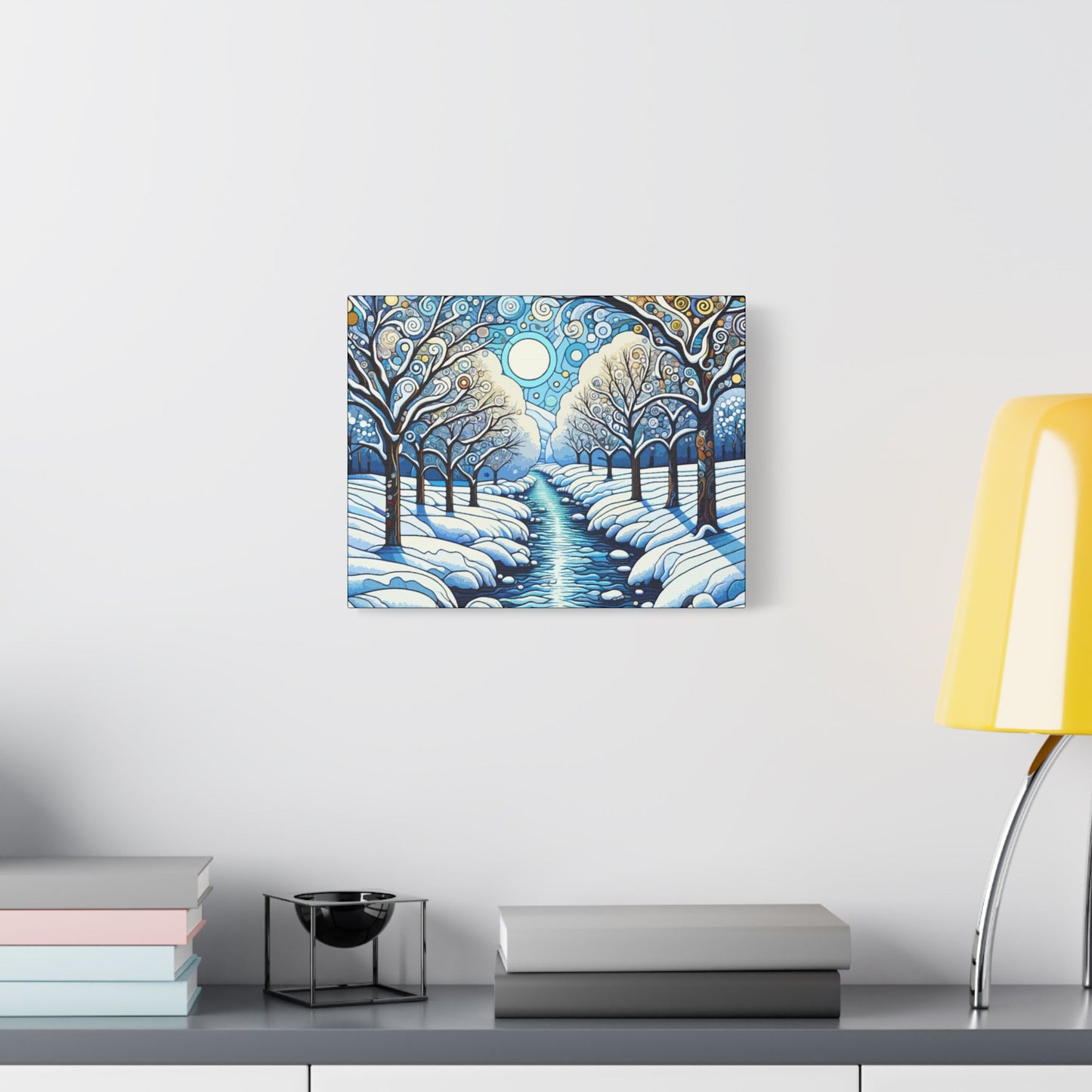 Winter Stream- Art- Gallery Wrapped- Satin Stretched Canvas Gallery Wraps - No Frame Needed