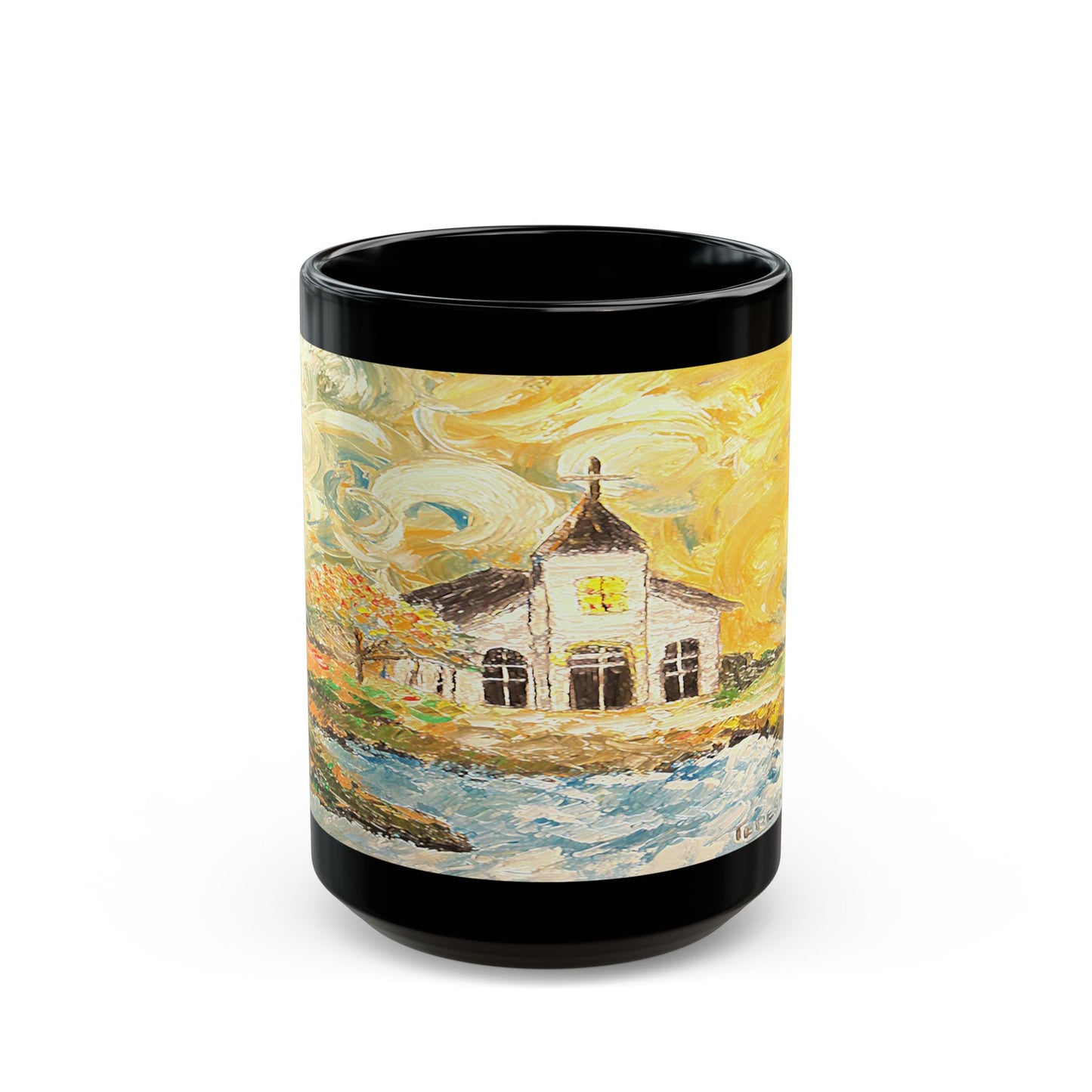 Coastal Church- 11 oz or 15 oz Ceramic Black Mugs