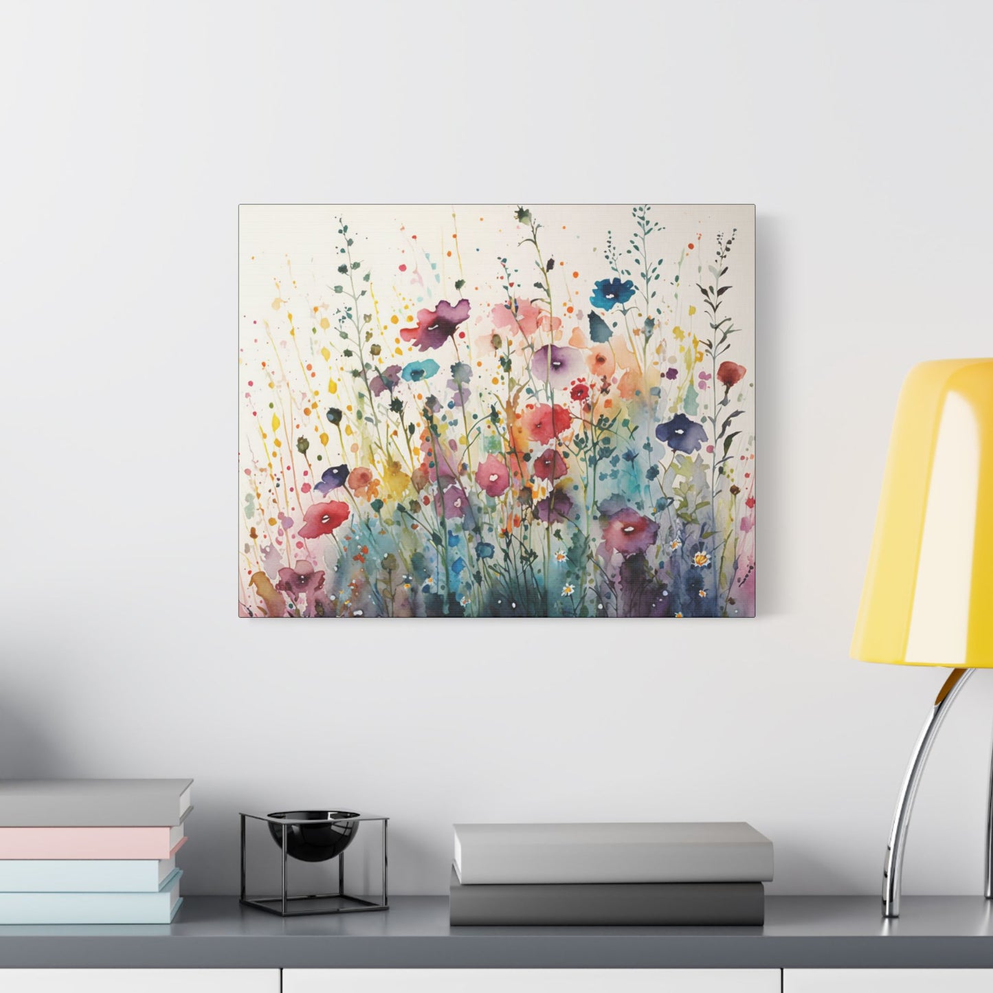 Watercolor Wildflowers- Art- Gallery Wrapped- Satin Stretched Canvas Gallery Wraps - No Frame Needed