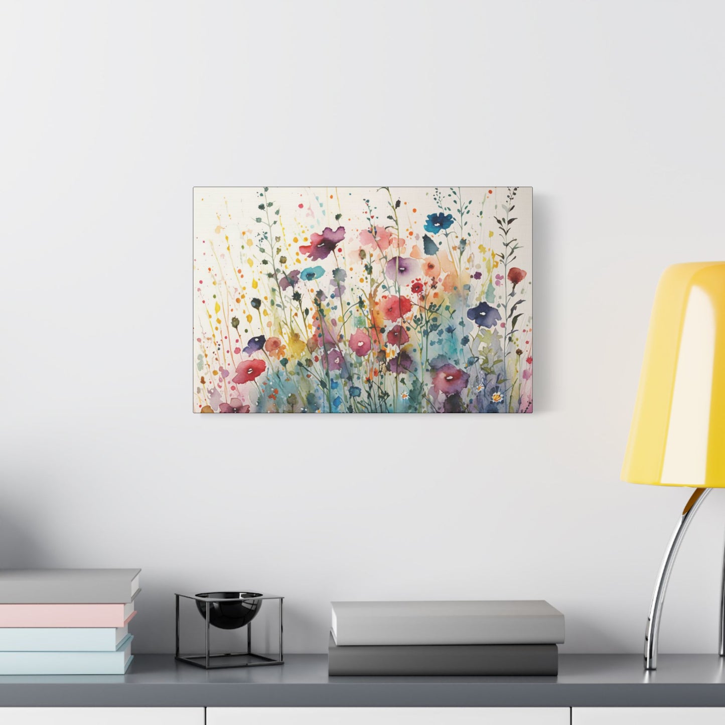 Watercolor Wildflowers- Art- Gallery Wrapped- Satin Stretched Canvas Gallery Wraps - No Frame Needed