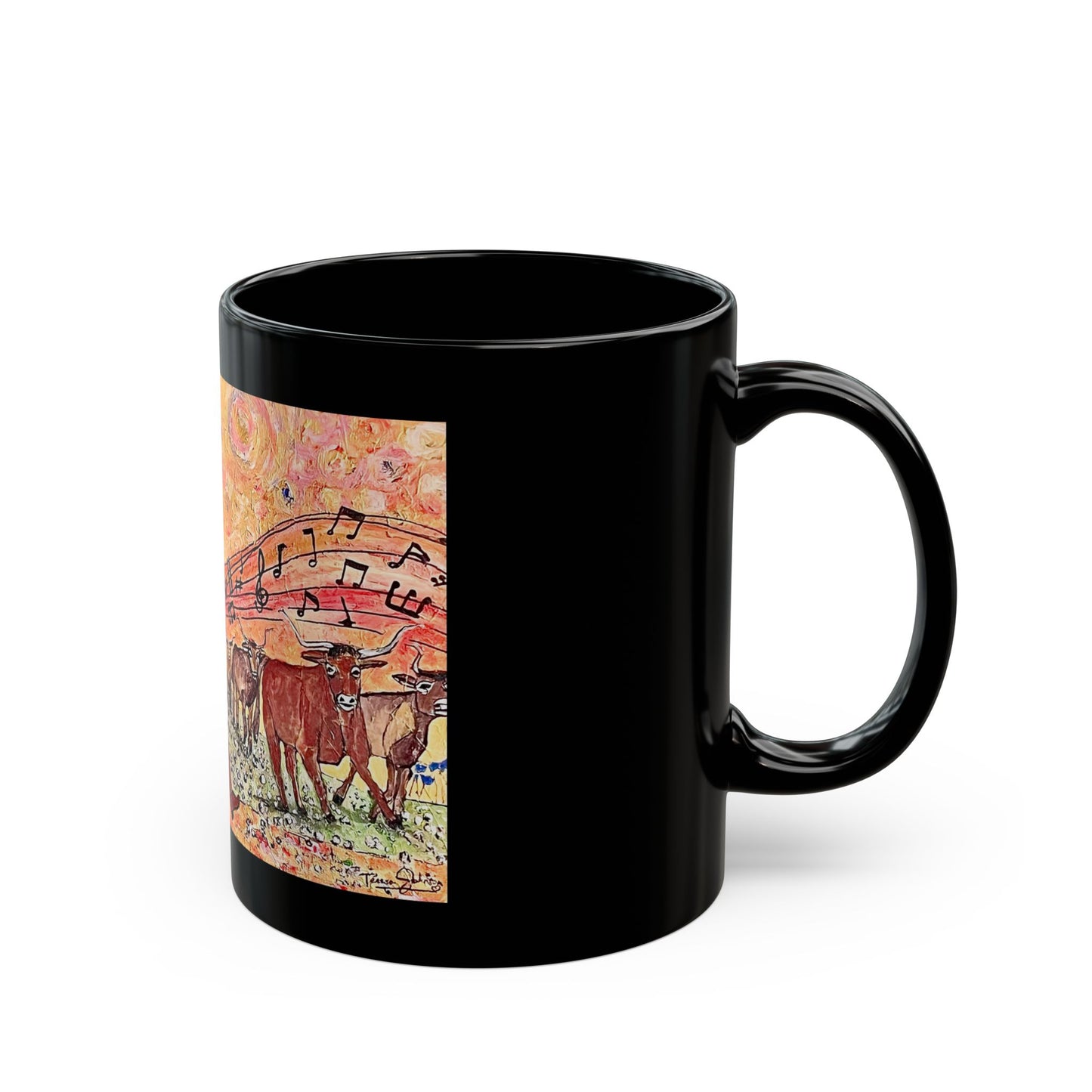 Singing Cowgirl - 11 oz or 15 oz Ceramic Black Mugs