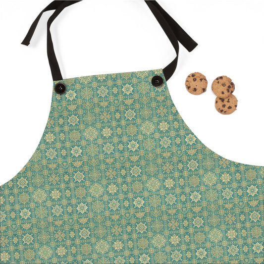 Turquoise and Elegant Gold Boho-Apron