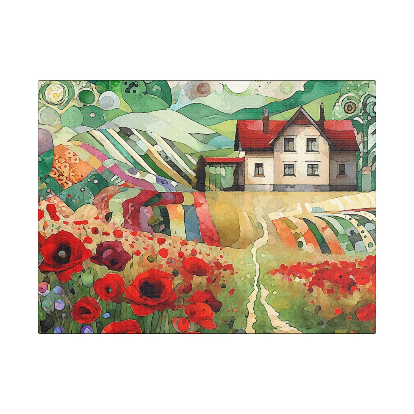 Poppy Hill House- Art- Gallery Wrapped- Satin Stretched Canvas Gallery Wraps - No Frame Needed