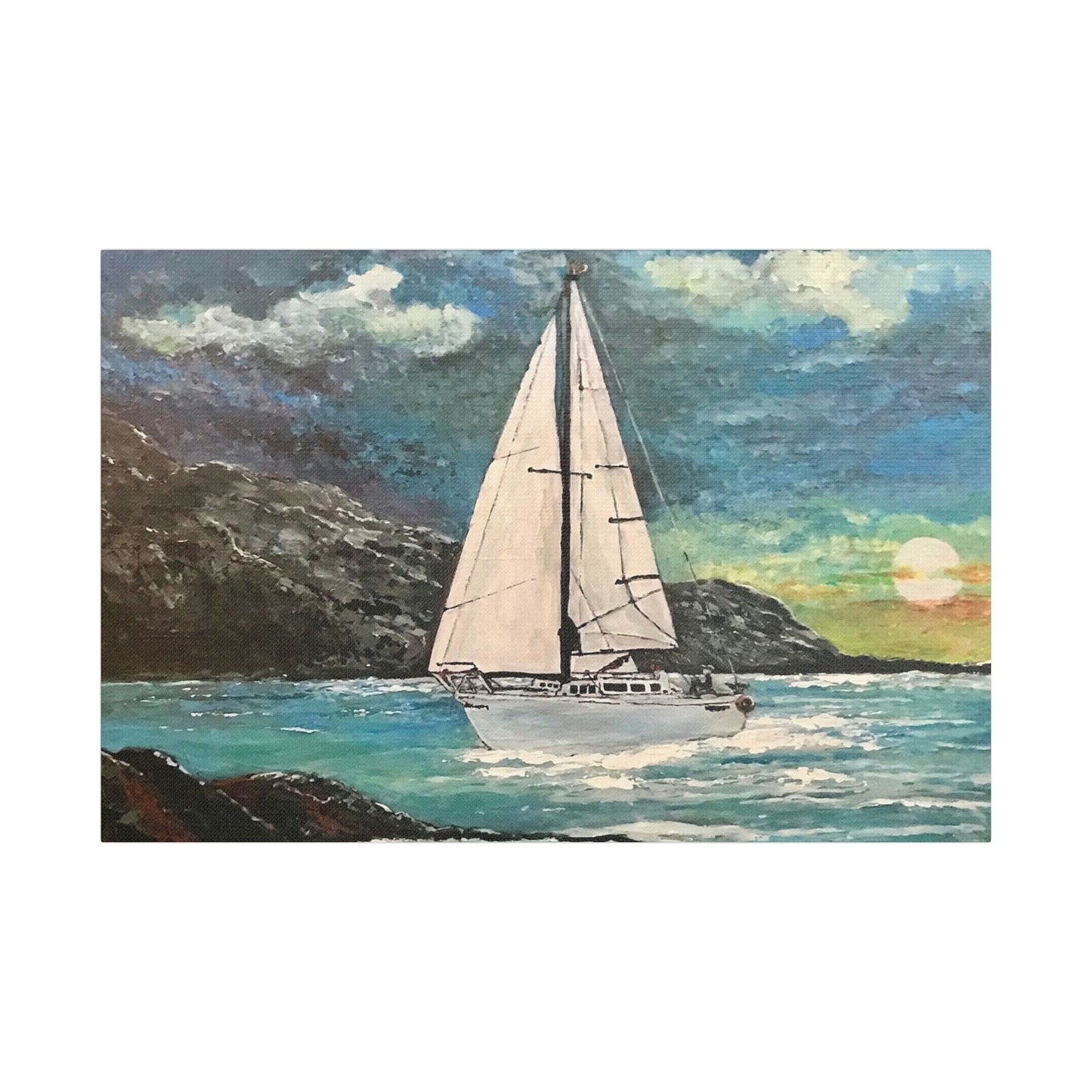 Tropical Sailing- Art- Gallery Wrapped- Satin Stretched Canvas Gallery Wraps - No Frame Needed