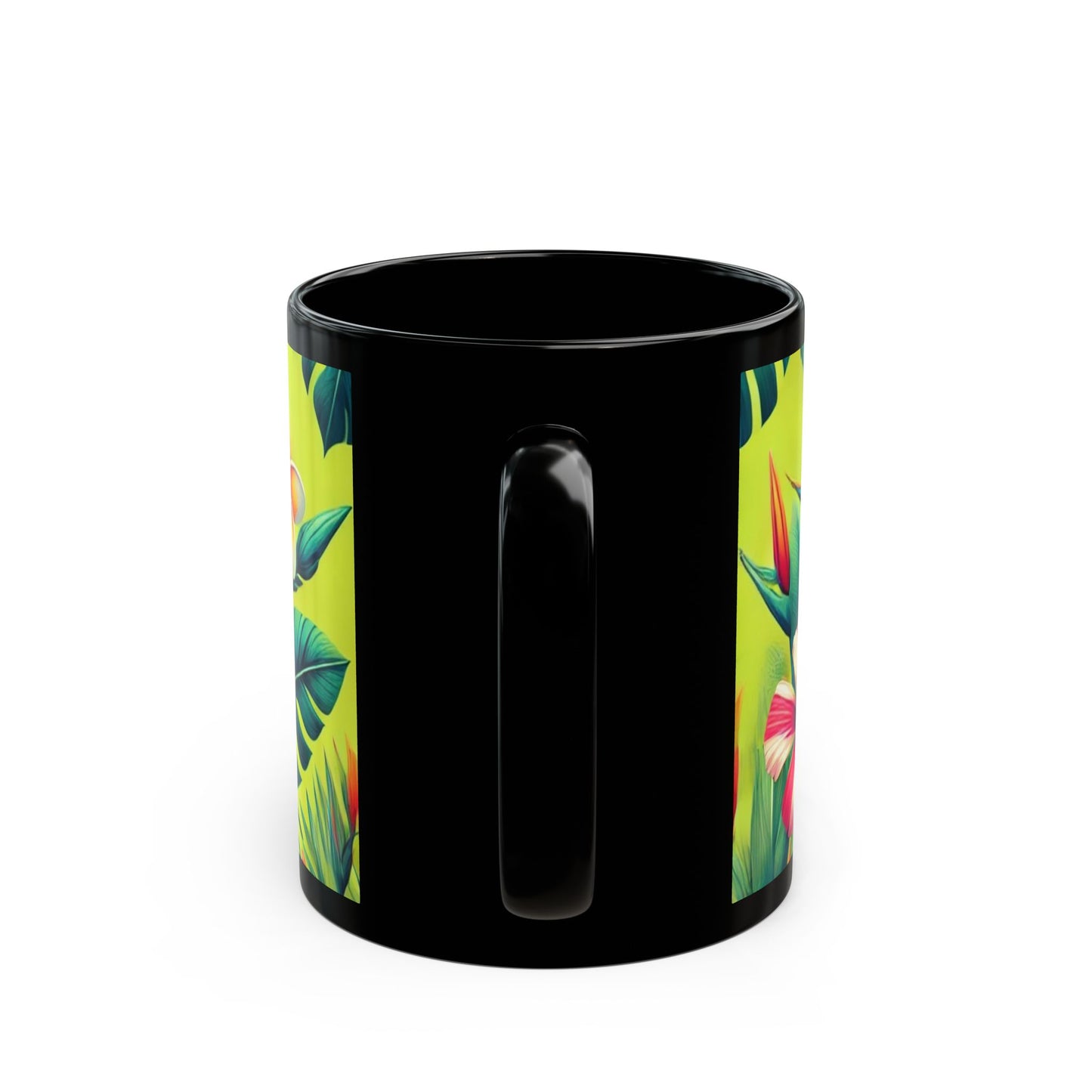 Tropical Florals - 11 oz or 15 oz Ceramic Black Mugs