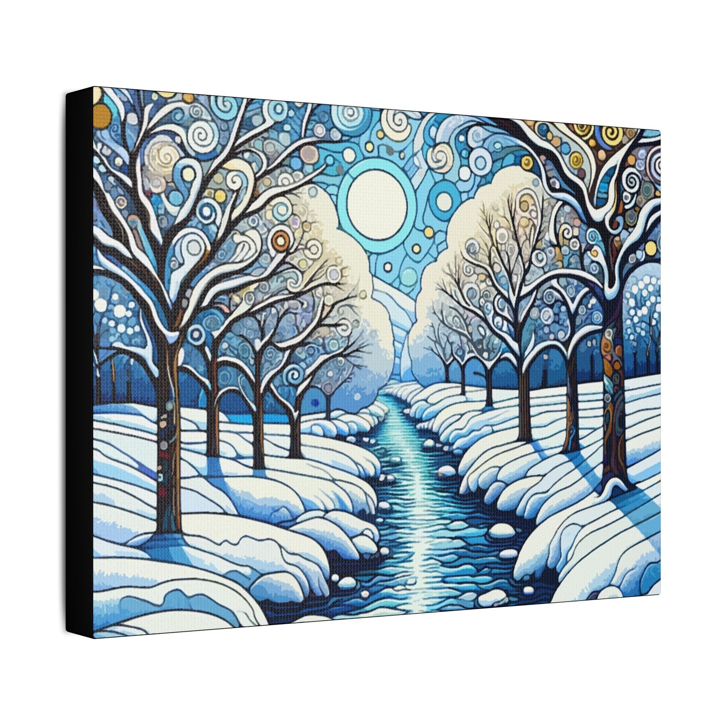 Winter Stream- Art- Gallery Wrapped- Satin Stretched Canvas Gallery Wraps - No Frame Needed