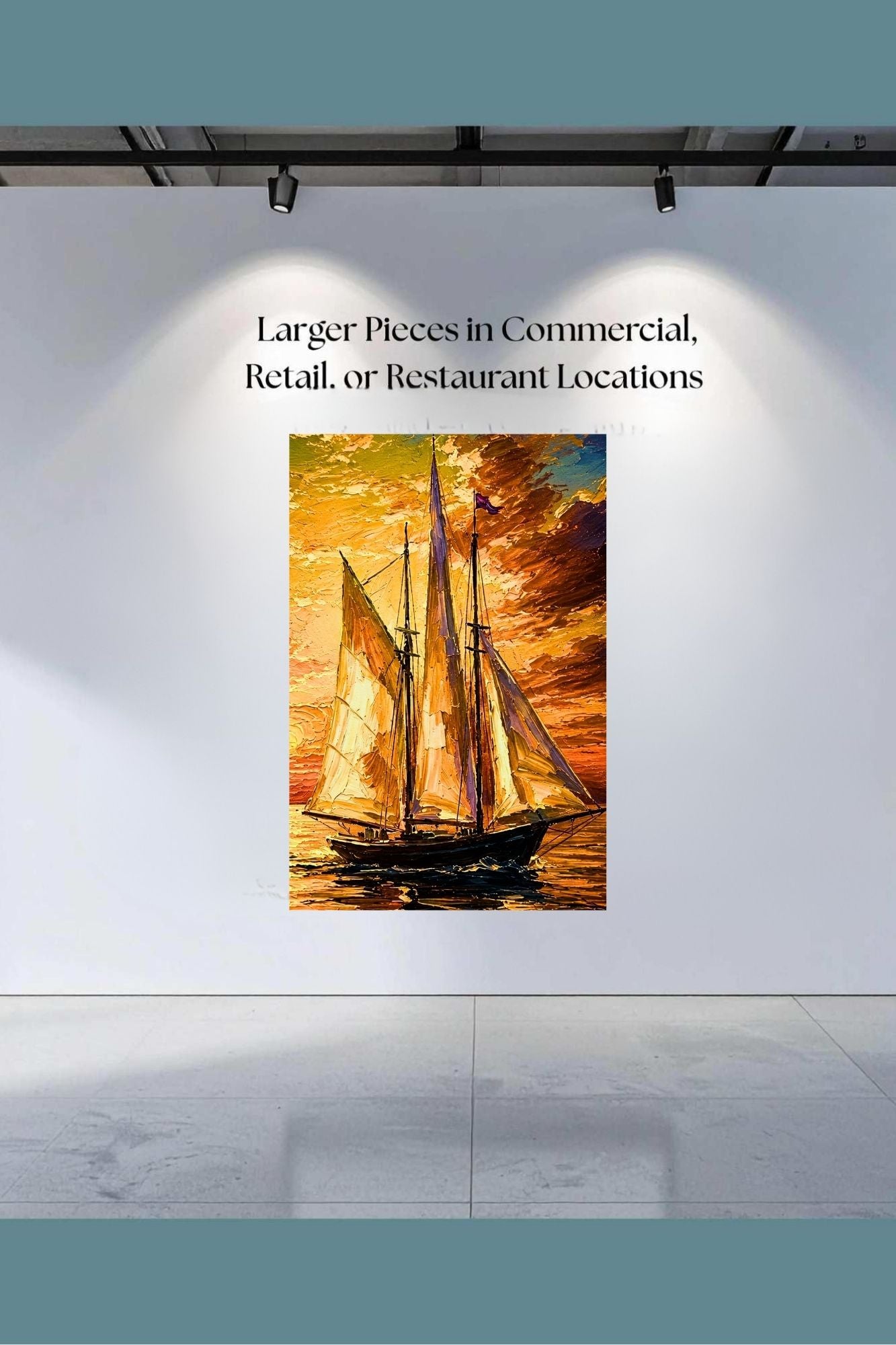 Golden Evening Voyage | Impressionist Sailboat Sunset Wall Art | Coastal Ocean Painting | Giclée Print on Paper, Canvas, Wood & Metal