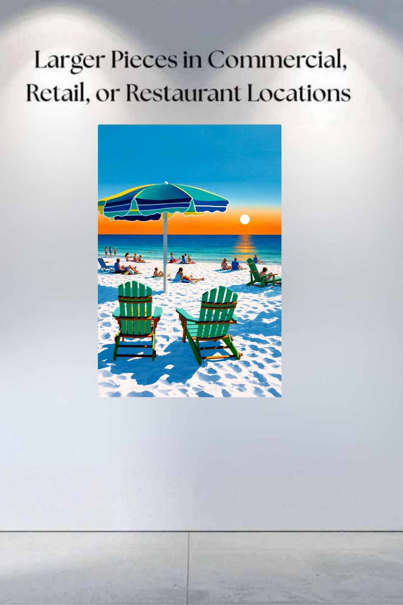 Beach Sunset With Adirondack Chairs| Beach Tropical Print| Giclee Paper- Wood- Metal- Canvas