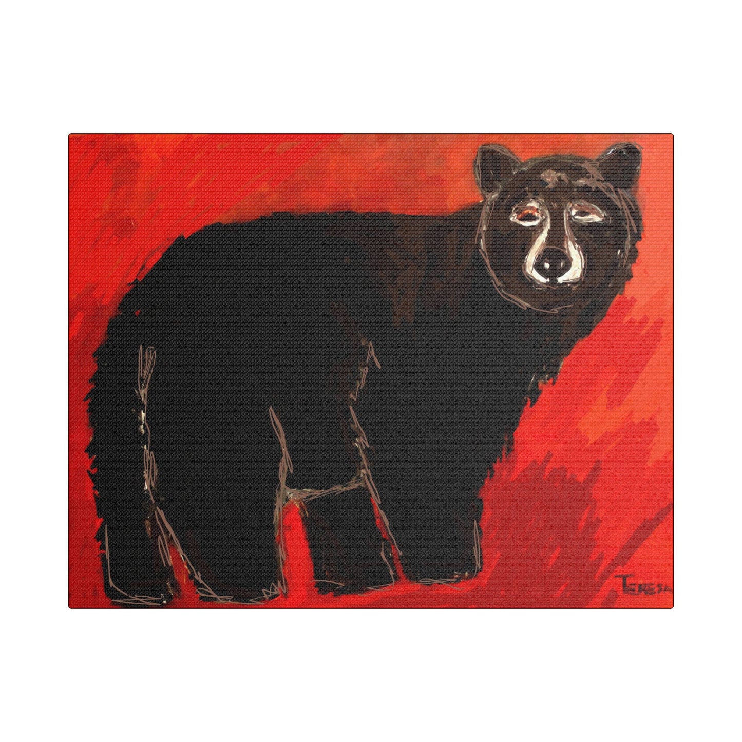 Black Bear- Art- Gallery Wrapped- Satin Stretched Canvas Gallery Wraps - No Frame Needed