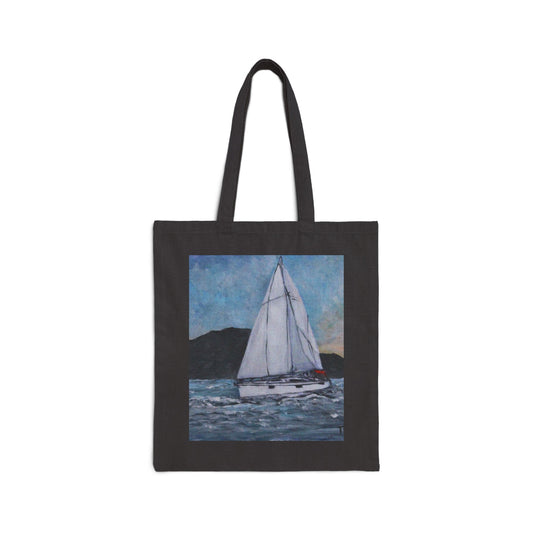 "Smoothly Sailing" Stylish Cotton Canvas Tote Bag