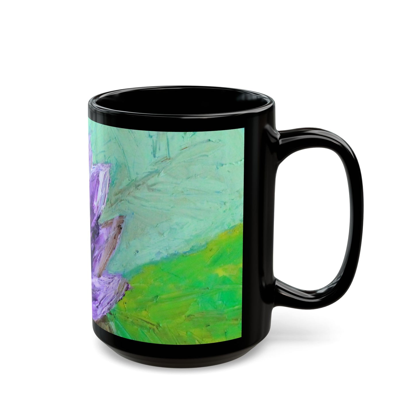 Gibbs Garden Purple Beauty- 11 oz or 15 oz Ceramic Black Mugs