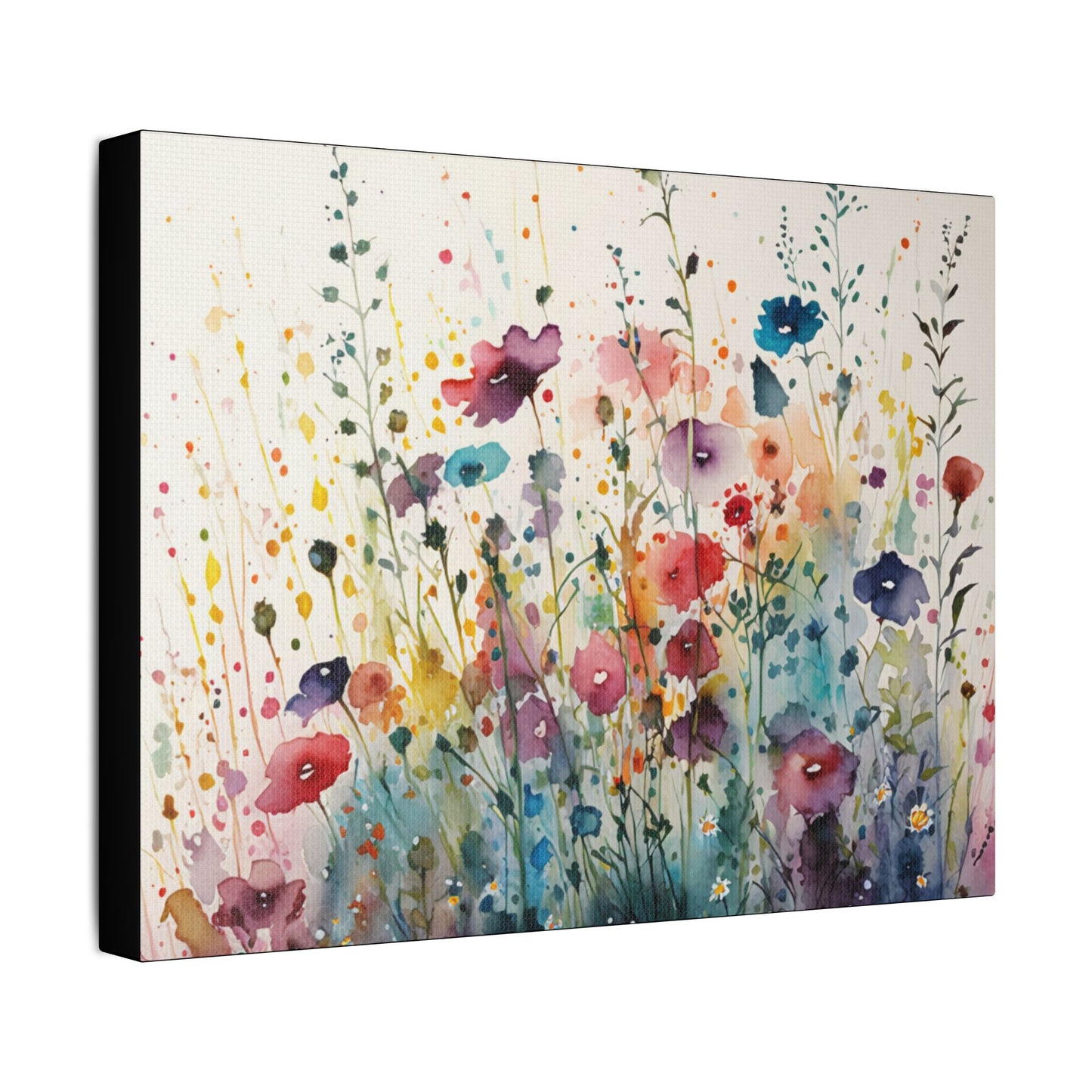 Watercolor Wildflowers- Art- Gallery Wrapped- Satin Stretched Canvas Gallery Wraps - No Frame Needed