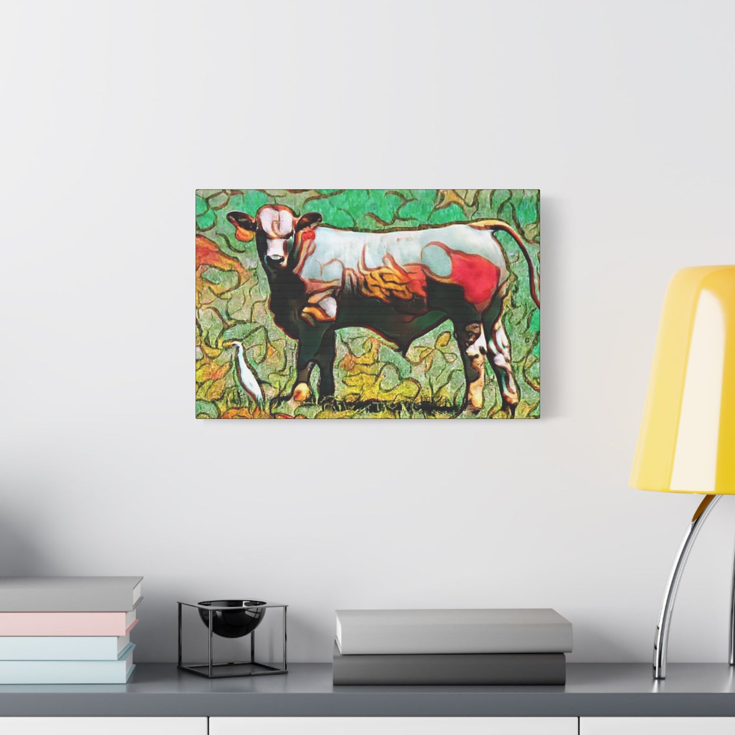 The Cow and Egert- Art- Gallery Wrapped- Satin Stretched Canvas Gallery Wraps - No Frame Needed