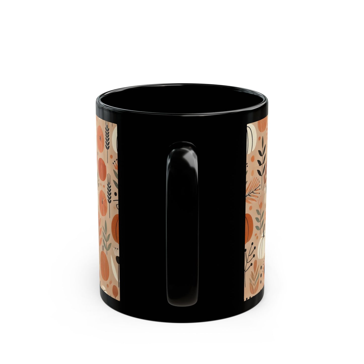 Autumn Pumpkins, Scarecrows - 11 oz or 15 oz Ceramic Black Mugs