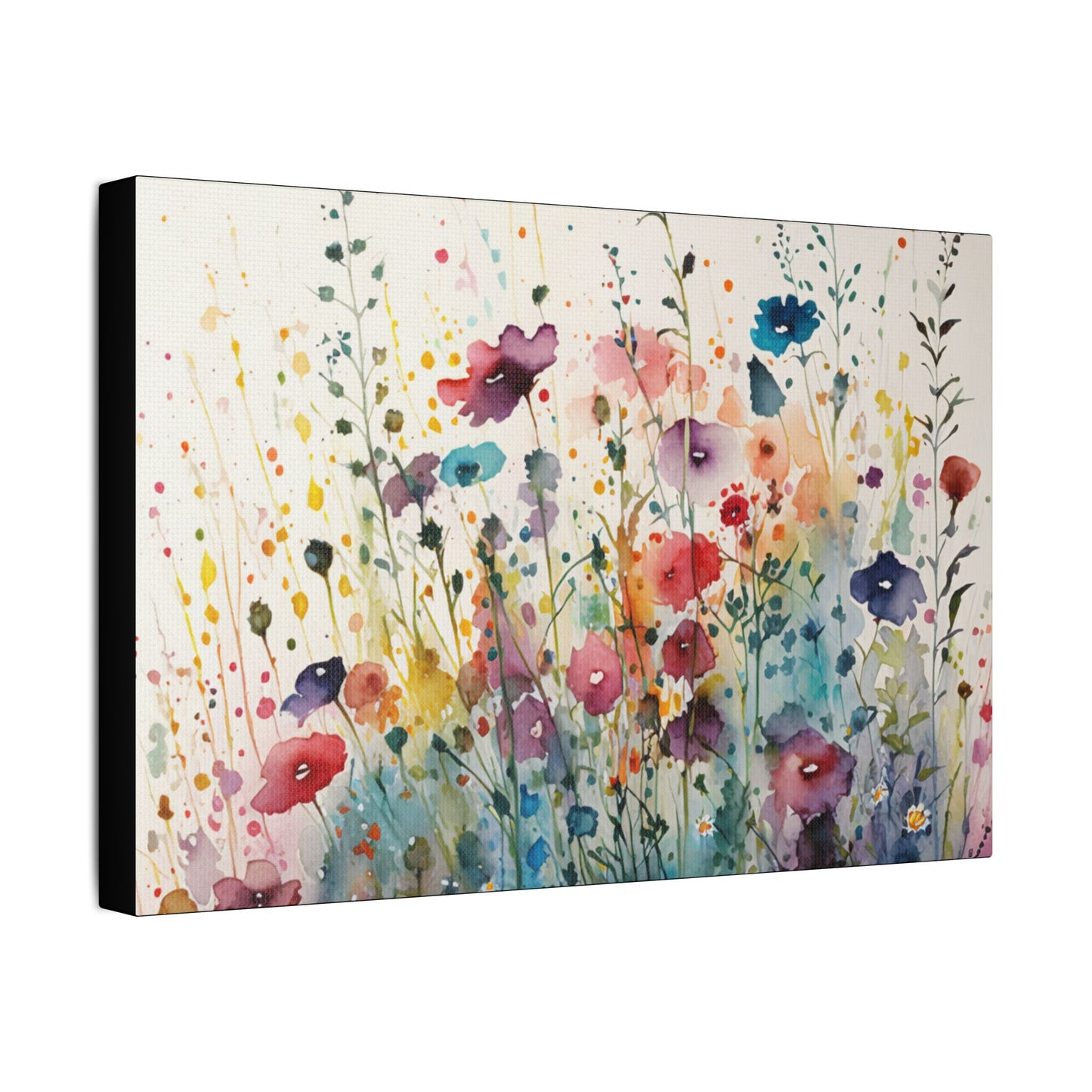 Watercolor Wildflowers- Art- Gallery Wrapped- Satin Stretched Canvas Gallery Wraps - No Frame Needed