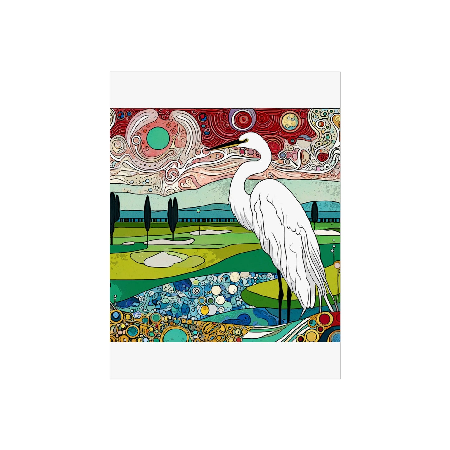 Florida Egret Art- Giclée Technique Fine Art Posters- No Frame