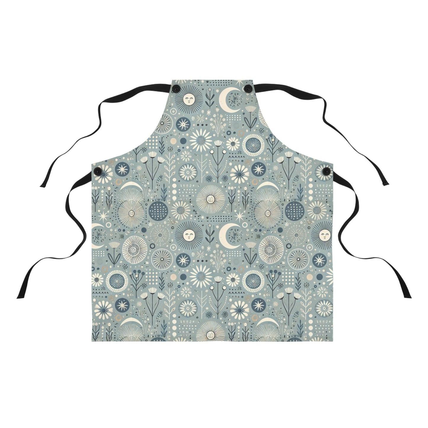 Sun, Moon, and Flower Blue Boho -Apron