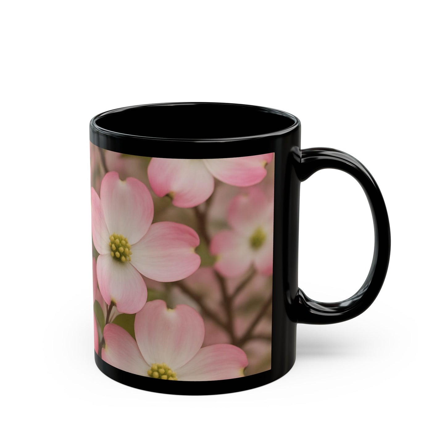 Dogwoods- 11 oz or 15 oz Ceramic Black Mugs