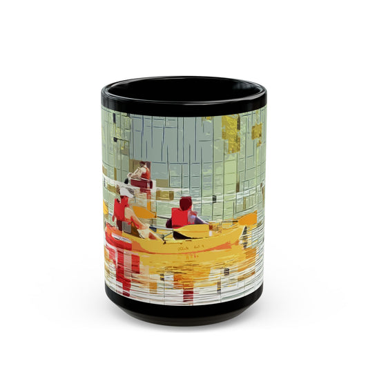 Kayak in the River- 11 oz or 15 oz Ceramic Black Mugs