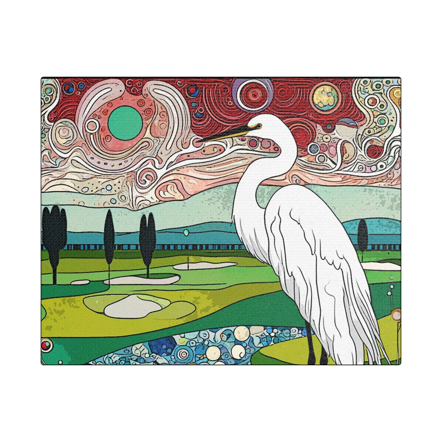 Florida Egret- Art- Gallery Wrapped- Satin Stretched Canvas Gallery Wraps - No Frame Needed