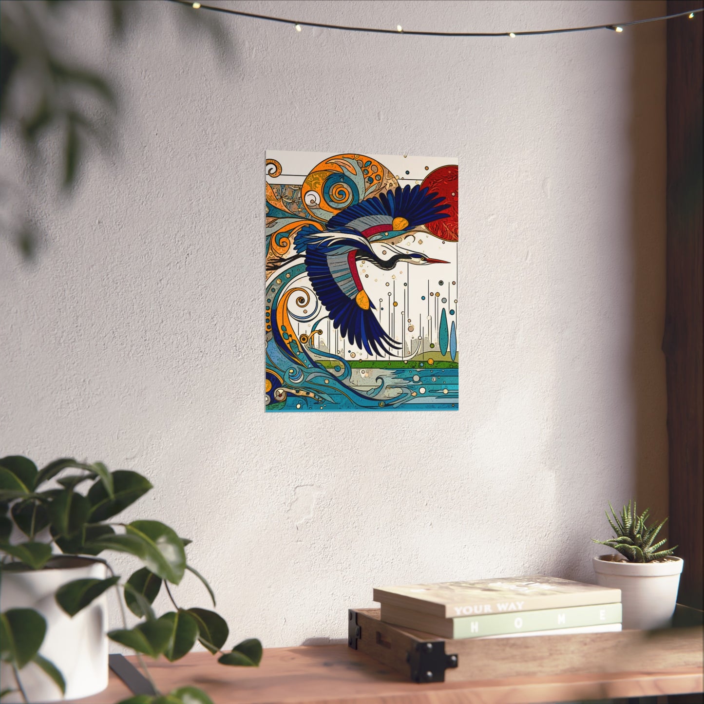 Blue Heron- Art- Giclée Technique Fine Art Posters- No Frame