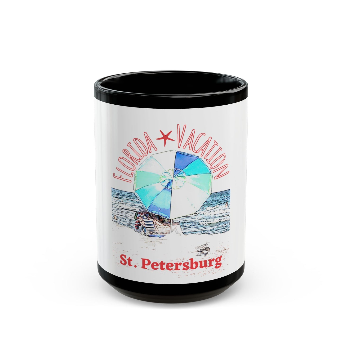 Florida Vacation - St. Petersburg- 11 oz or 15 oz Ceramic Black Mugs