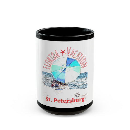 Florida Vacation - St. Petersburg- 11 oz or 15 oz Ceramic Black Mugs