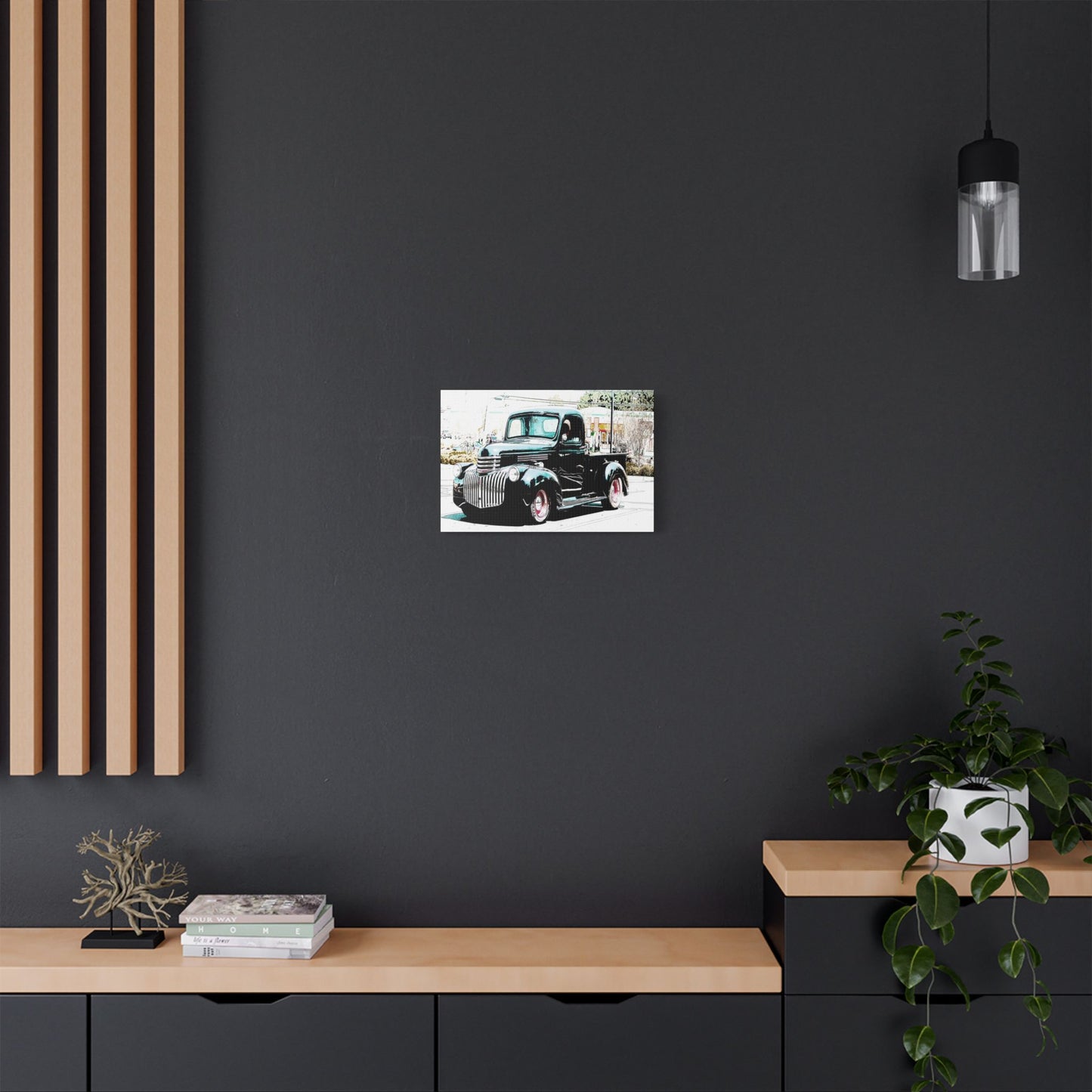 Black Vintage Truck- Art- Gallery Wrapped- Satin Stretched Canvas Gallery Wraps - No Frame Needed