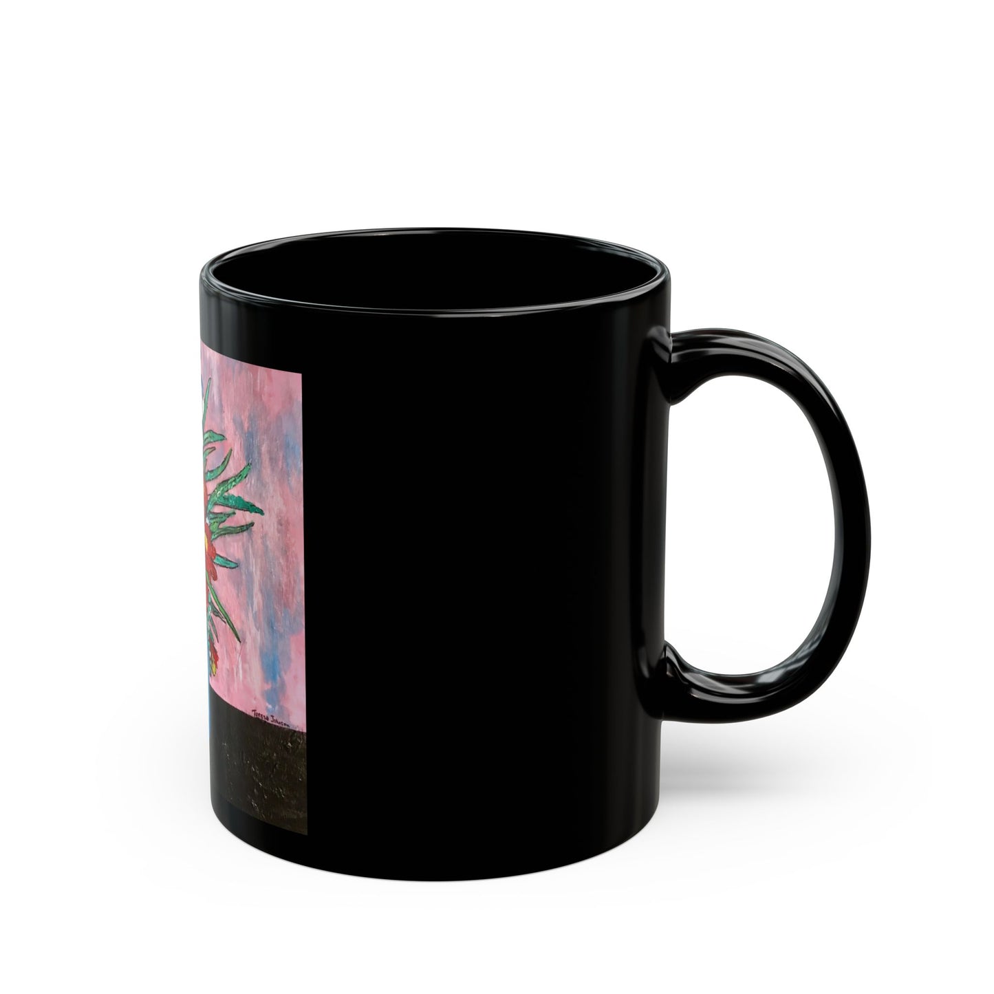 A Gift of Flowers- 11 oz or 15 oz Ceramic Black Mugs